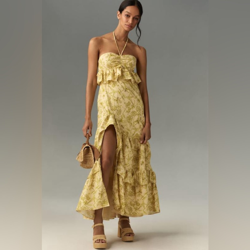 HUTCH Rocco Halter Ruffled Maxi, size S